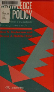Cover of Knowledge for policy by Anderson, Don