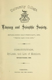 Front cover of Constitution, by-laws and list of members by University College (Toronto, Ont.). Literary and Scientific Society
