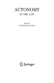 Cover of Autonomy in the law by Mortimer Sellers