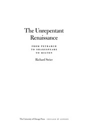 Cover of The unrepentant Renaissance by Richard Strier
