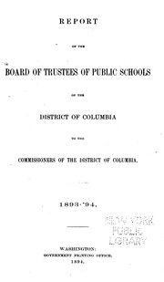 Cover of Report of the Board of Education to the Commissioners of the District of Columbia by District of Columbia Board of Education