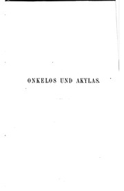Front cover of Onkelos und Akylas by Meir Friedmann