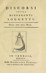 Cover of Discorsi sopra differenti soggetti by Algarotti, Francesco conte