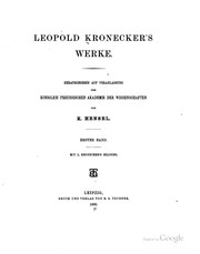 Front cover of Leopold Kronecker's Werke by Königlich Preussische Akademie der Wissenschaften zu Berlin