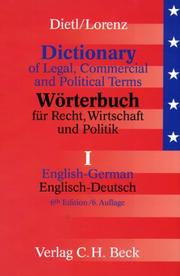 Front cover of Dictionary of Legal, Commercial and Political Terms by Erica Dietl