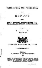 Front cover of Transactions and proceedings and report of the Royal Society of South Australia by Royal Society of South Australia