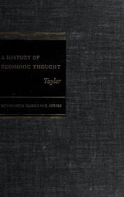 Cover of A history of economic thought by Overton H. Taylor