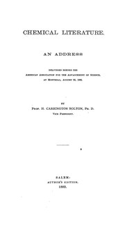 Cover of Chemical literature by Henry Carrington Bolton