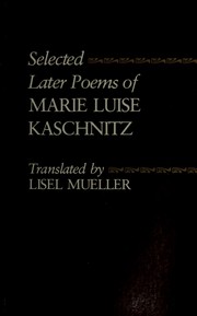 Cover of Selected later poems of Marie Luise Kaschnitz by Marie Luise Kaschnitz