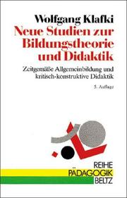 Front cover of Neue Studien zur Bildungstheorie und Didaktik by Wolfgang Klafki