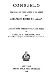 Cover of Consuelo: Comedia en tres actos y en verso by Adelardo López de Ayala