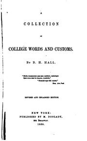 Cover of A Collection of College Words and Customs by Benjamin Homer Hall
