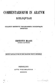 Front cover of Commentariorvm in Aratvm reliqviae by Ernst Maass