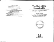 Cover of The role of the unrealisable by Dorothy Emmet
