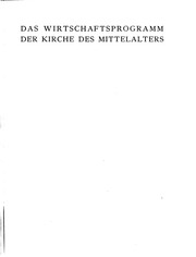 Front cover of Das wirtschaftsprogramm der kirche des mittelalters by Theo Sommerlad