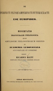 Front cover of De perfecti plusquamperfecti futuri exacti usu Euripideo by Richard Haupt