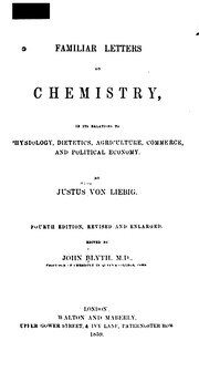 Front cover of Familiar Letters on Chemistry: In Its Relations to Physiology, Dietetics, Agriculture, Commerce .. by Justus Liebig