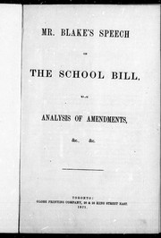 Front cover of Mr. Blake's speech on the school bill by Blake, Edward