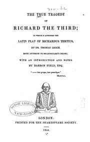 Front cover of The true tragedy of Richard the Third by Barron Field