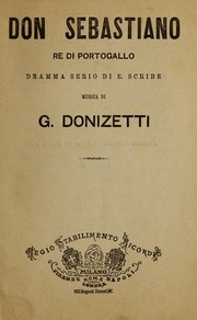 Front cover of Don Sebastiano, re di Portogallo by Gaetano Donizetti