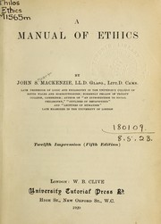 Cover of A manual of ethics by John Stuart Mackenzie