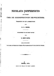 Front cover of Nicolaus Coppernicus aus Thorn über die Kreisbewegungen der Weltkörper by Nicolaus Copernicus