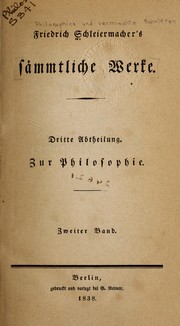 Cover of Philosophische und vermischte Schriften by Friedrich Schleiermacher