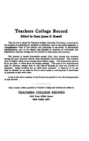 Front cover of Teachers College Record by Columbia University . Teachers College