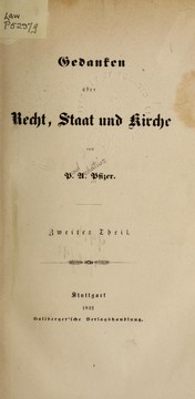 Front cover of Gedanken über Recht, Staat und Kirche by Paul Achatius Pfizer