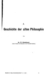 Front cover of Geschichte der altenphilosophie by W. Windelband