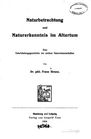 Front cover of Naturbetrachtung und Naturerkenntnis im Altertum by Franz Strunz