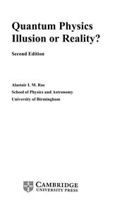 Cover of QUANTUM PHYSICS: ILLUSION OR REALITY? by ALASTAIR RAE