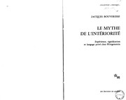 Front cover of Le Mythe de l'intériorité by Jacques Bouveresse