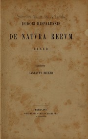 Front cover of Traité de la nature by Saint Isidore of Seville