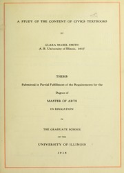 Front cover of A study of the content of civics textbooks by Clara Mabel Smith