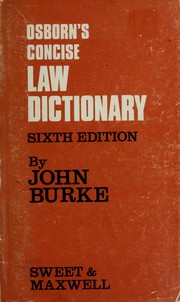 Cover of Concise law dictionary by Percy George Osborn