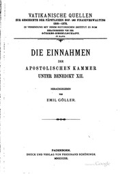 Front cover of Die Einnahmen der Apostolischen Kammer unter Benedikt XII by Emil Göller