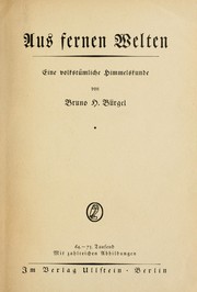 Front cover of Aus fernen Welten by Bruno Hans Bürgel