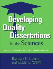 Front cover of Developing quality dissertations in the sciences by Barbara E. Lovitts