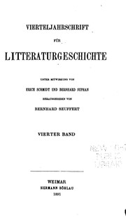 Front cover of Vierteljahrschrift für Litteraturgeschichte by Unknown