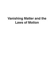 Front cover of Vanishing matter and the laws of motion by Dana Jalobeanu