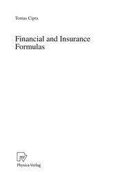 Front cover of Financial and insurance formulas by Tomas Cipra