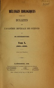 Front cover of Mélanges biologiques tirés du Bulletin de l'Académie impériale des sciences de St. Pétersbourg by Imperatorskaia akademiia nauk (Russia)