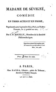 Front cover of Madame de Sévigné by Jean Nicolas Bouilly