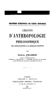 Front cover of Leçons d'anthropologie philosophique by Daniel Folkmar