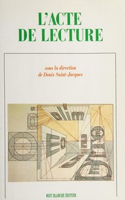 Cover of L'Acte de lecture by Denis Saint-Jacques