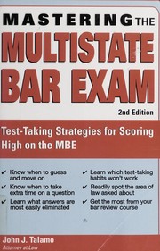 Cover of Mastering the multistate bar exam by John Talamo