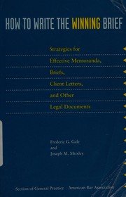 Front cover of How to write the winning brief by Fredric G. Gale