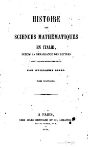 Cover of Histoire des sciences mathématiques en Italie by Guillaume Libri