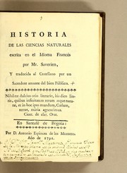 Cover of Historia de las ciencias naturales by Savérien M.